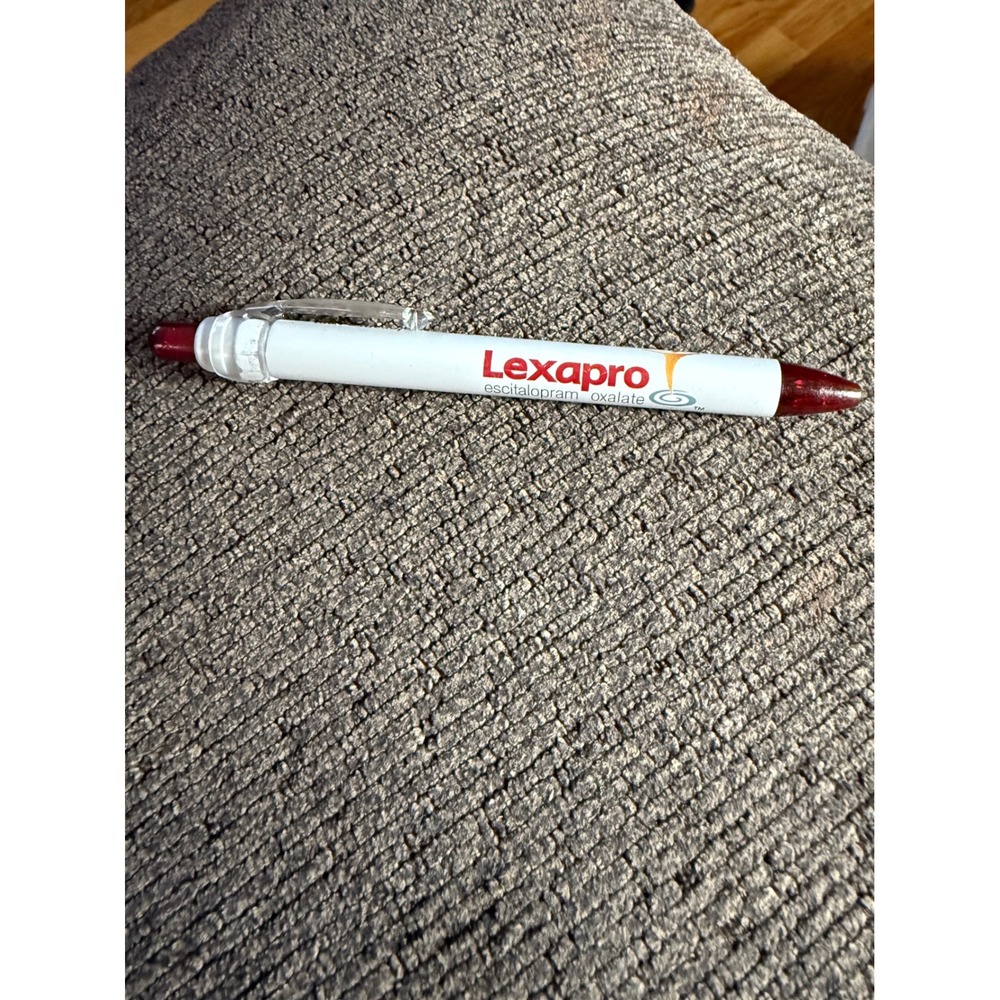Lexapro Escitalopram Oxalate Promotional Ballpoint Pen Red Tip White‎ Barrel